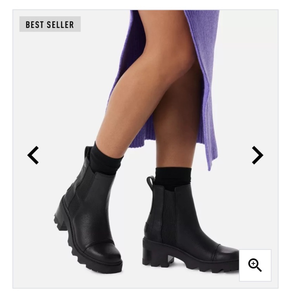Sorel Chelsea Boot Black heeled size 6.5 women’s waterproof Joan Now